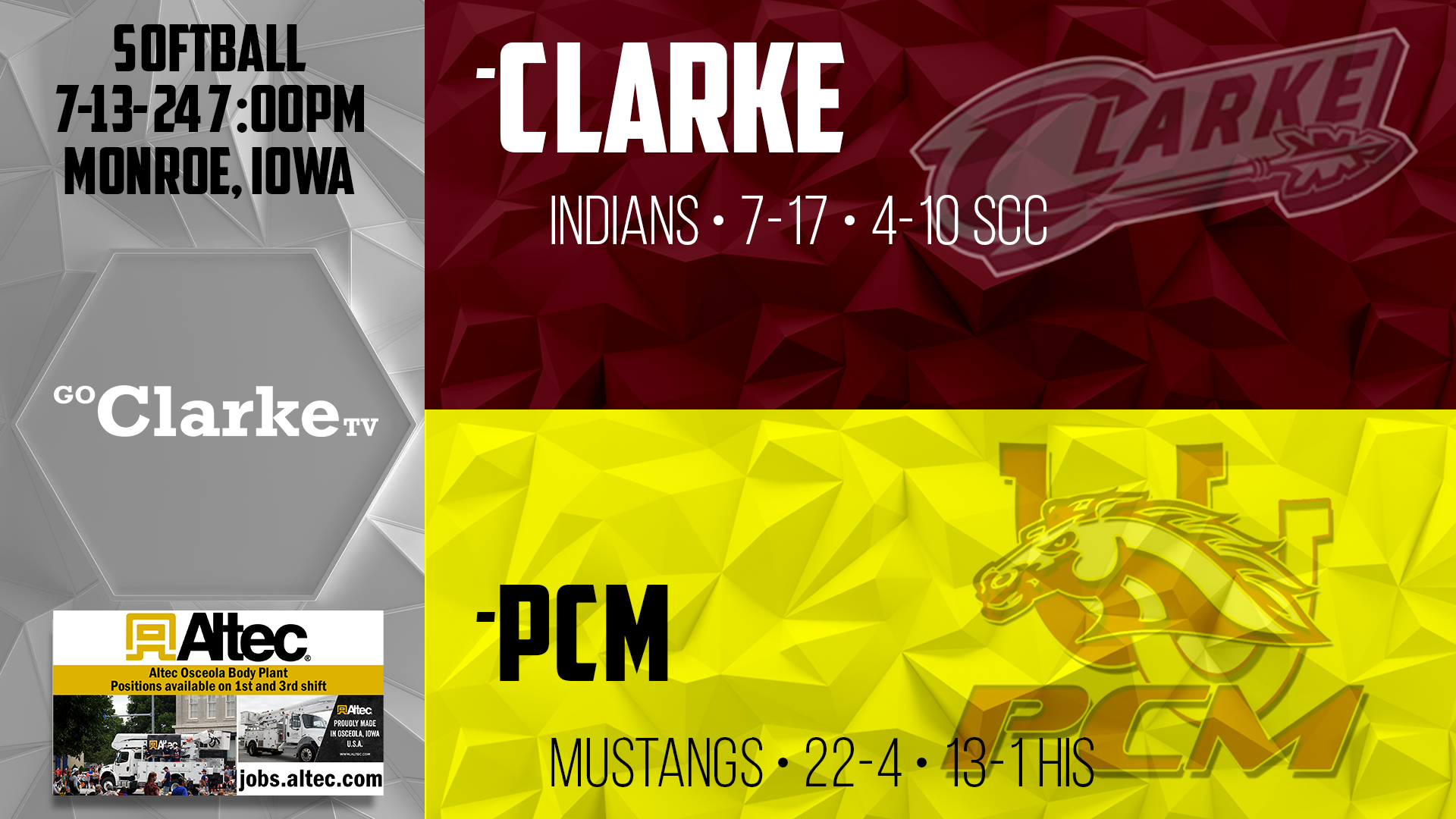 Clarke Softball vs PCM 7-13-24