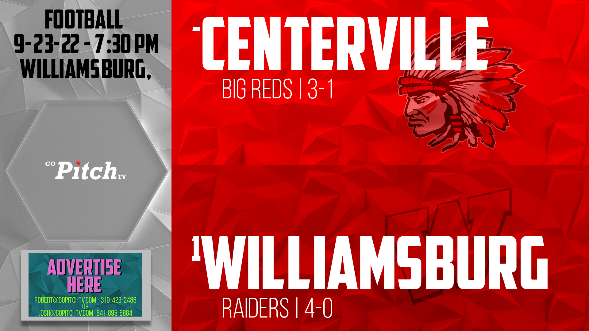 Centerville Football @ Williamsburg 9-23-22