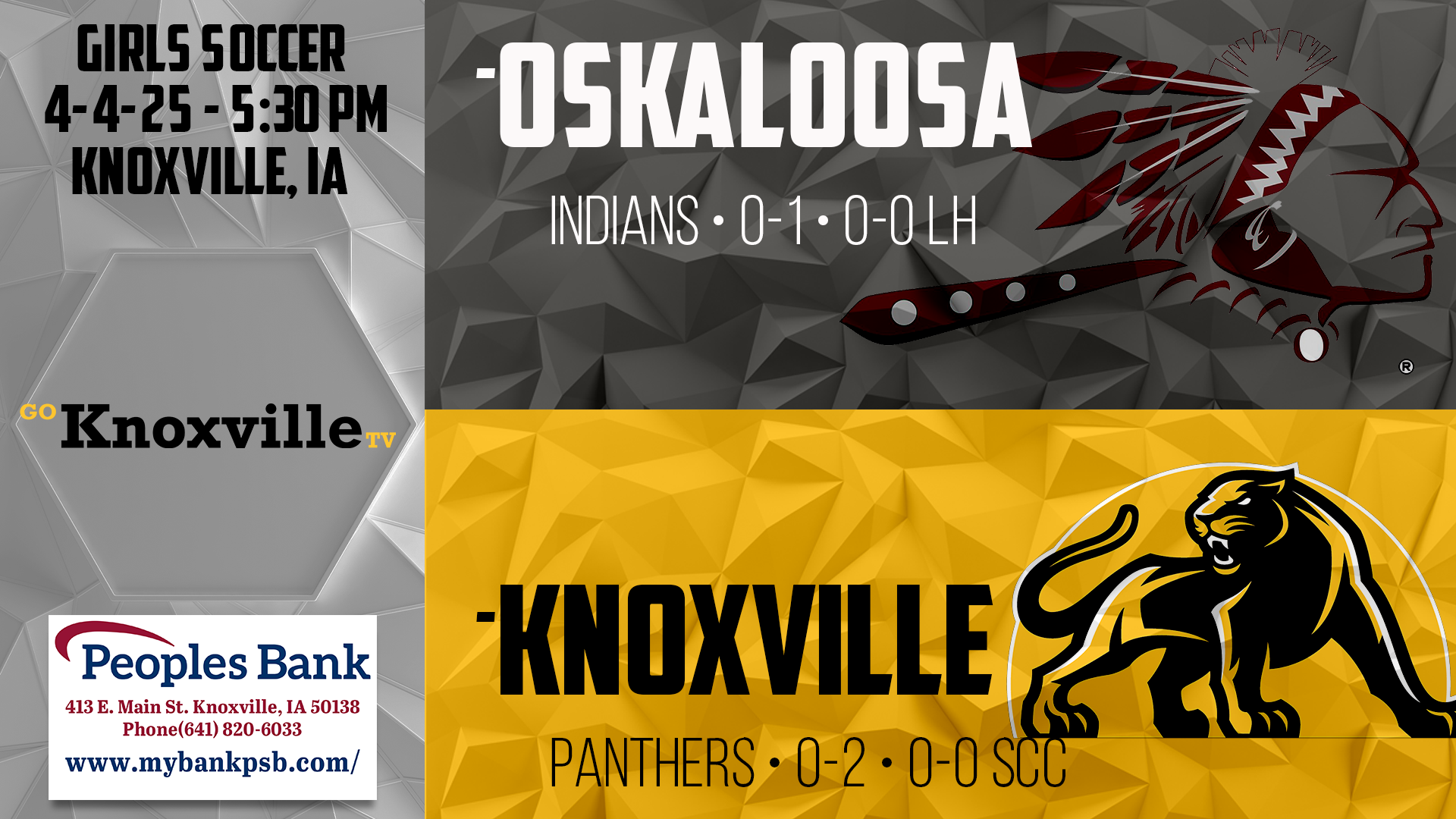 Knoxville Girls Soccer vs Oskaloosa 4-4-25
