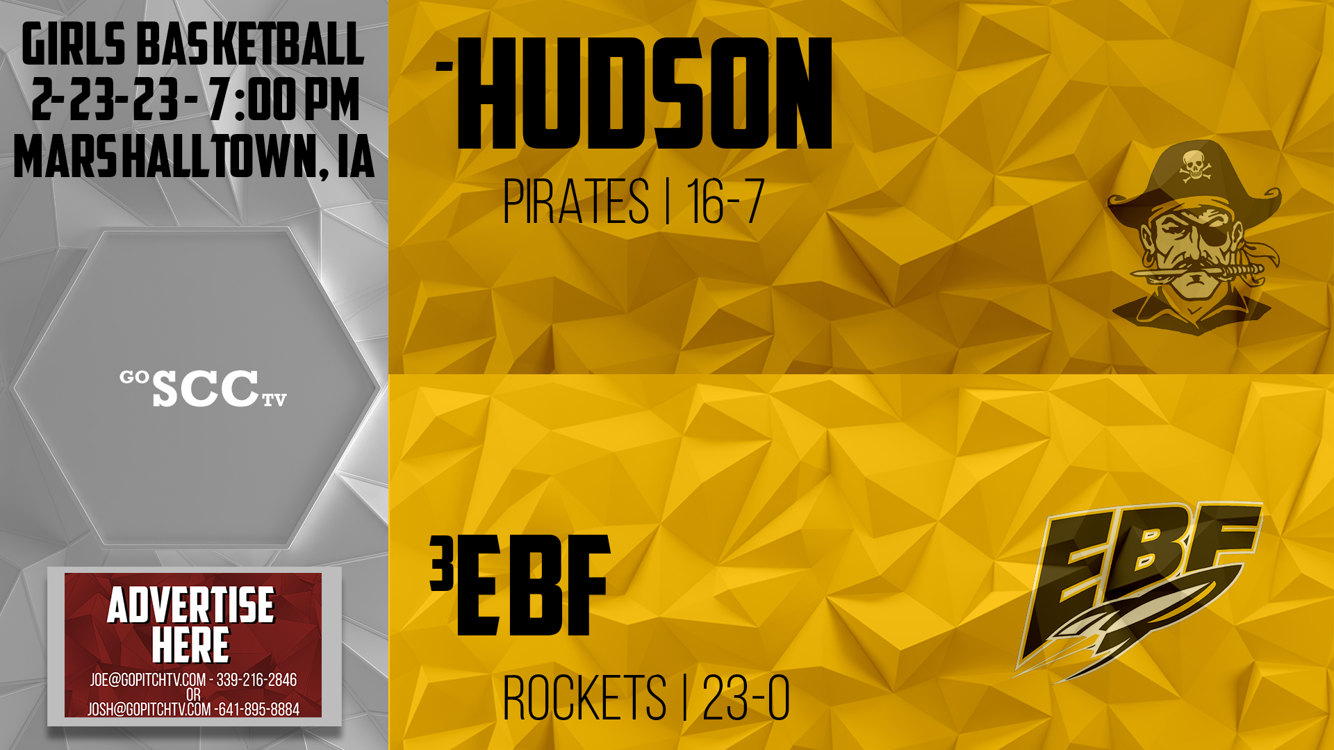 EBF Girls Basketball vs Hudson @ Marshalltown 2-23-23