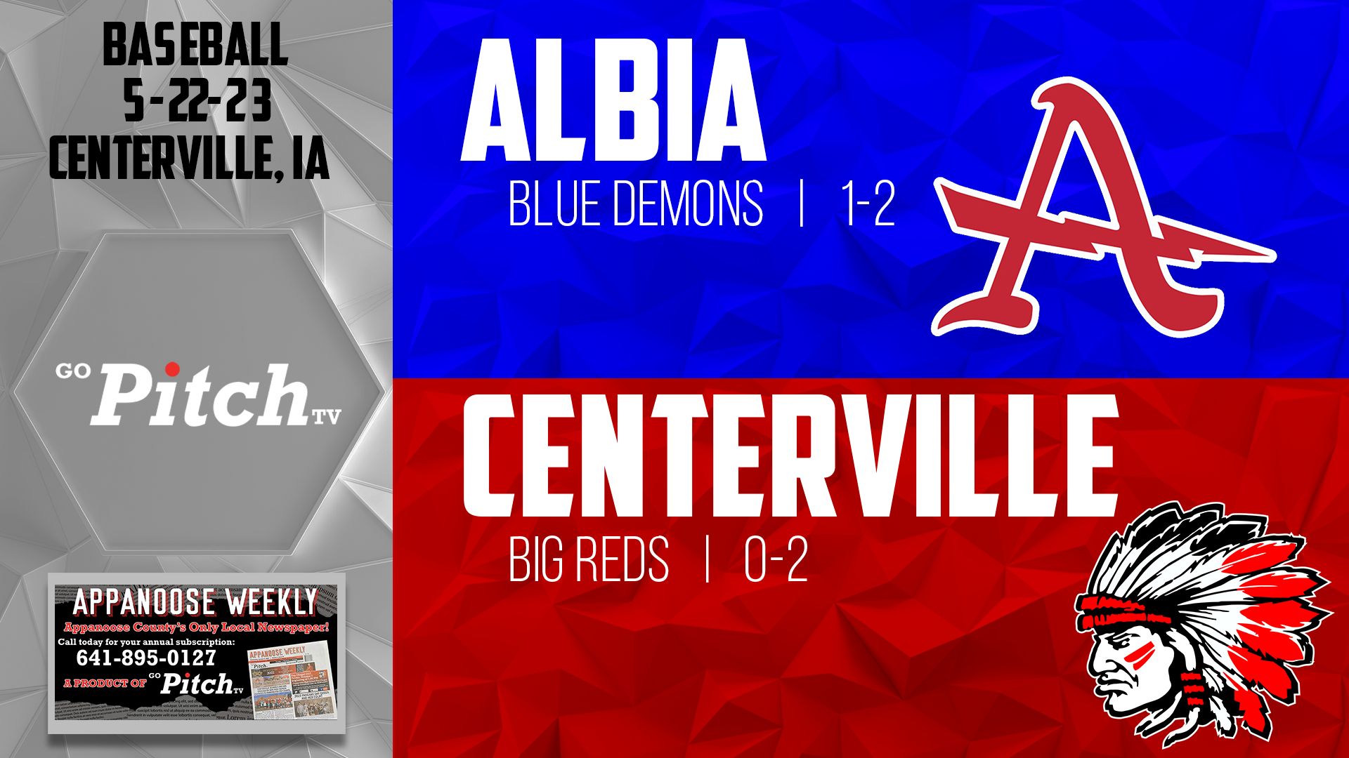 Centerville Baseball vs Albia 5-22-23