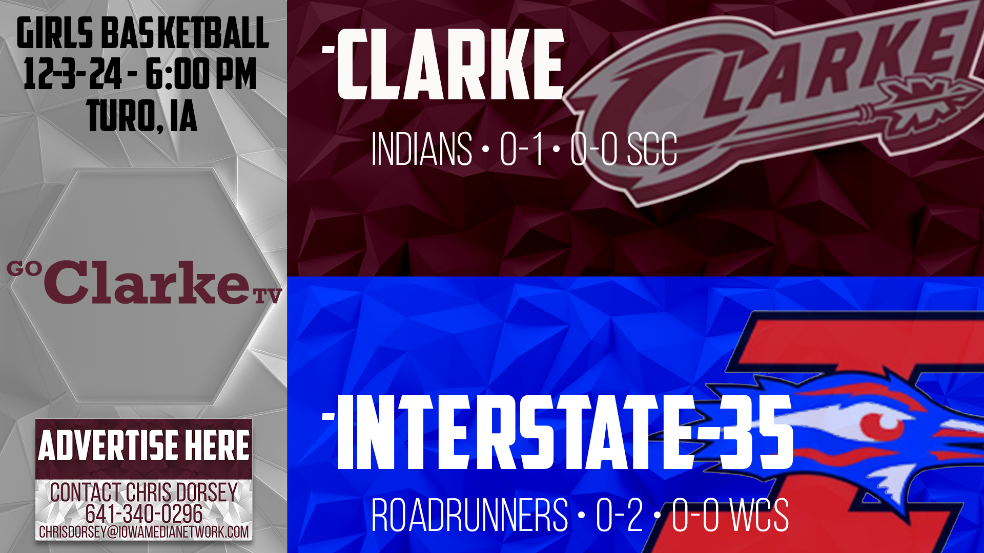 Clarke Girls Basketball at I-35 12-3-24
