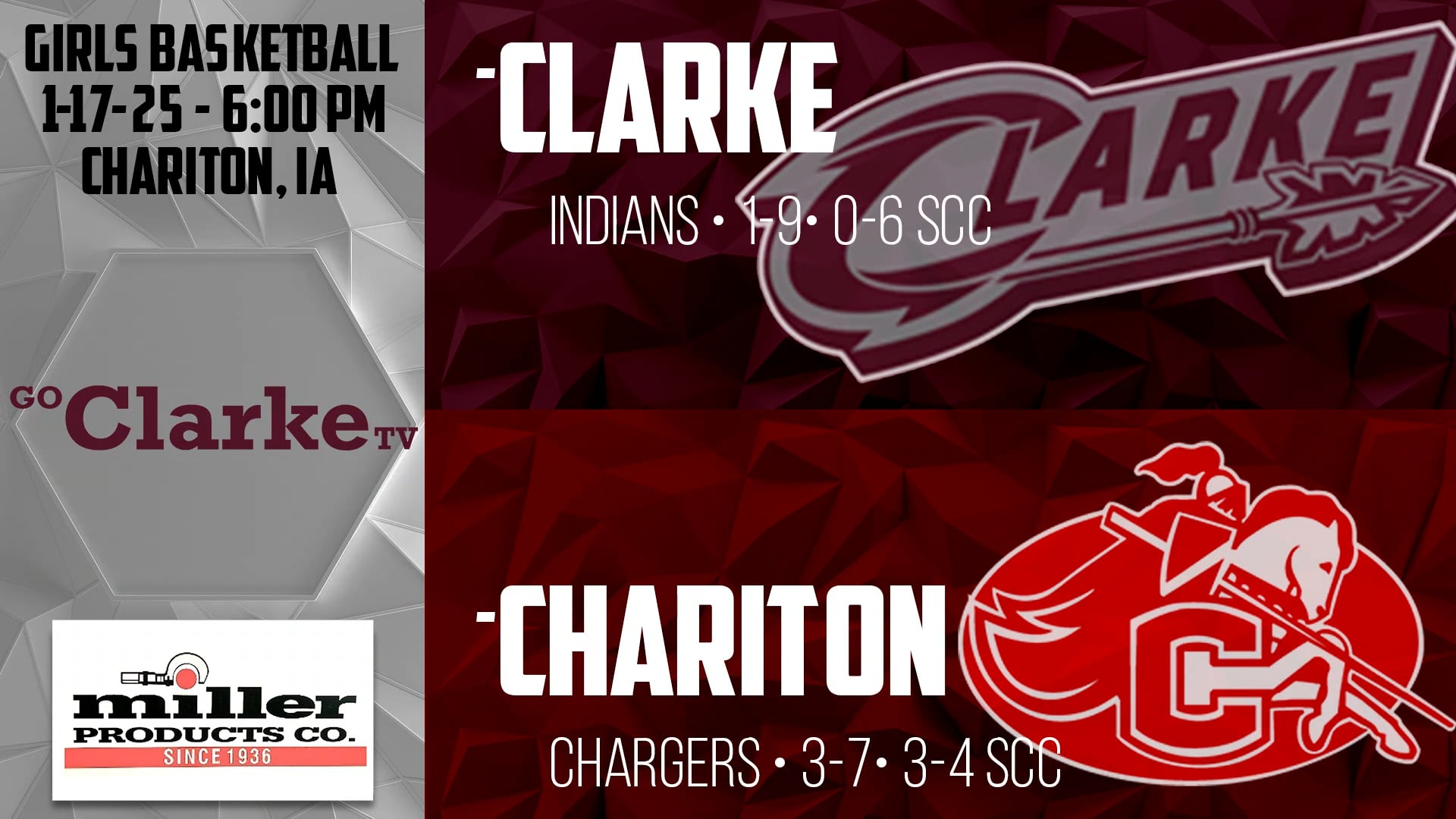 Clarke Girls Basketball @ Chariton 1-17-25