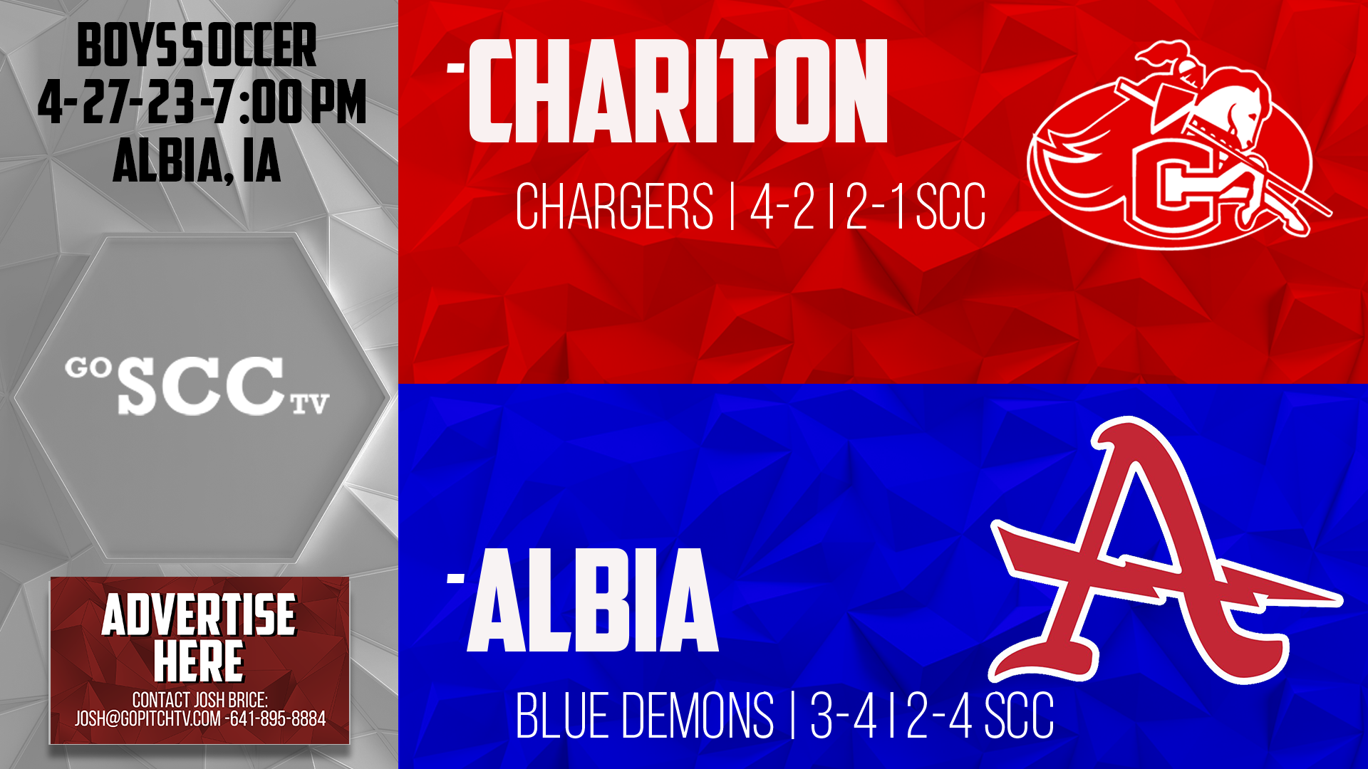 Albia Boys Soccer vs Chariton 4-27-23