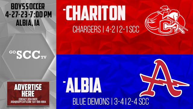 Albia Boys Soccer vs Chariton 4-27-23