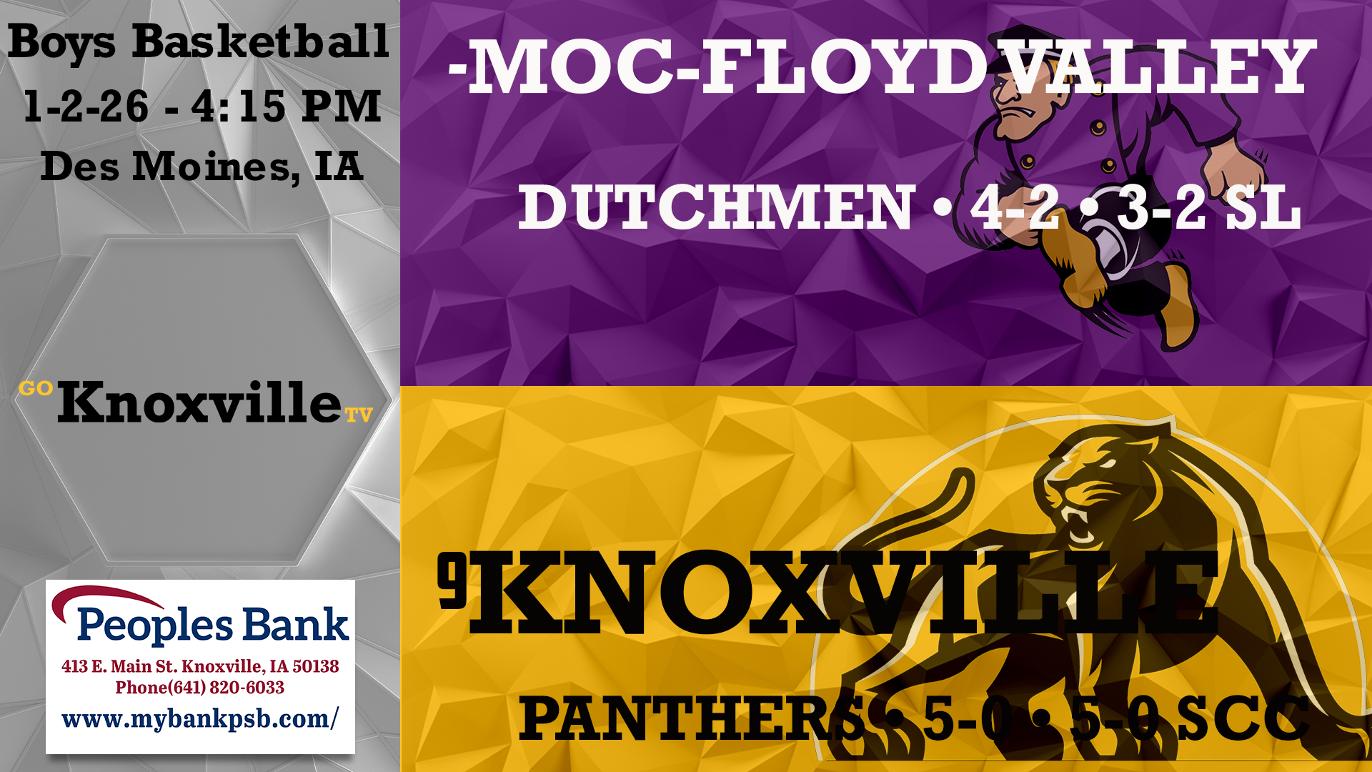 Knoxville vs MOC-Floyd Valley Boys Basketball 1-2-26