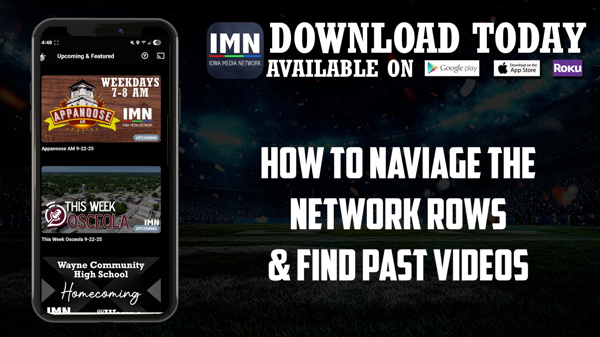 How to Navigate the Network Rows and Find Past Videos