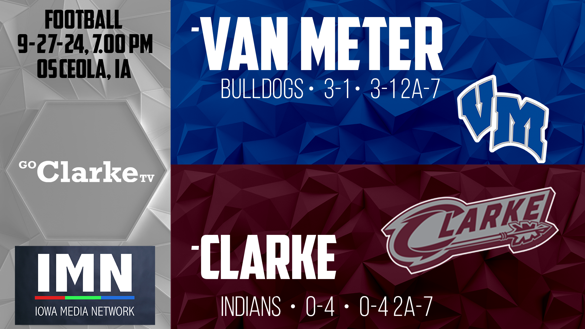 Clarke Football vs Van Meter 9-27-24