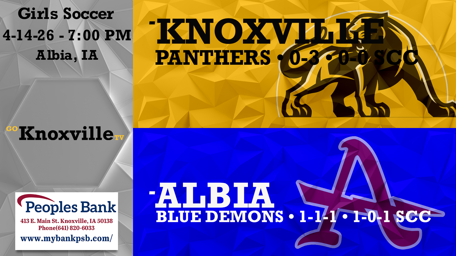 Knoxville @ Albia Girls Soccer 4-14-26