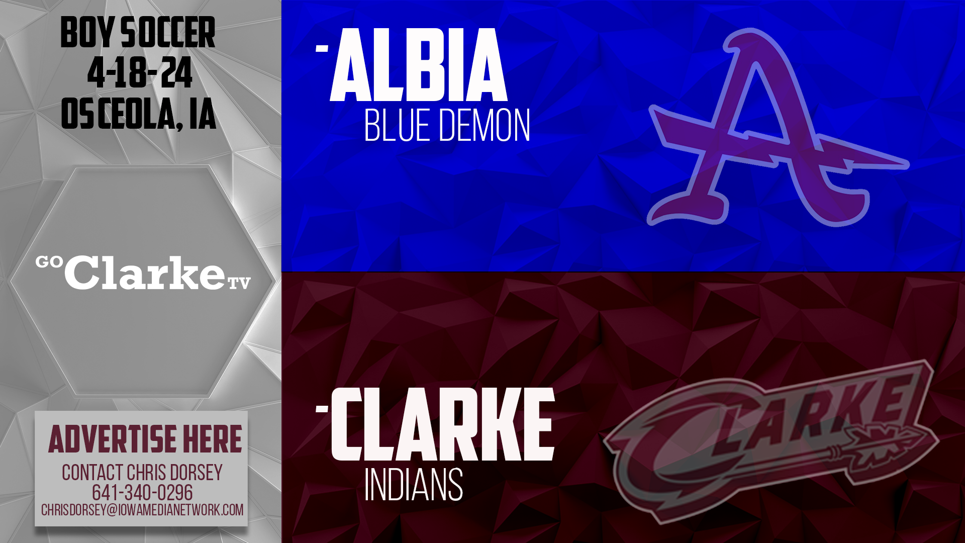 4-18-24 Clarke Boys Soccer vs Albia 