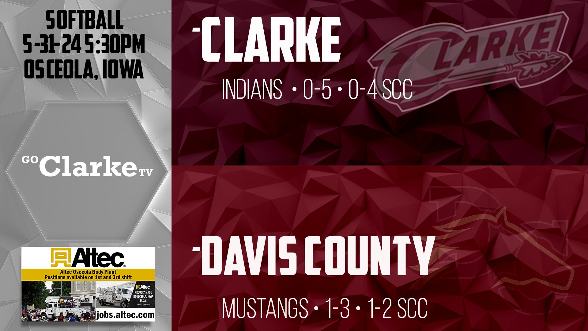 Clarke Softball vs Davis County 5-31-24