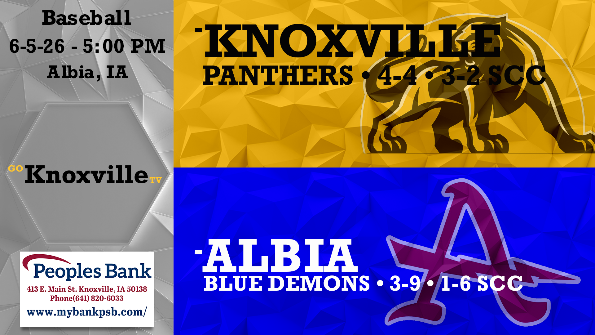 Knoxville at Albia Baseball 6-5-26