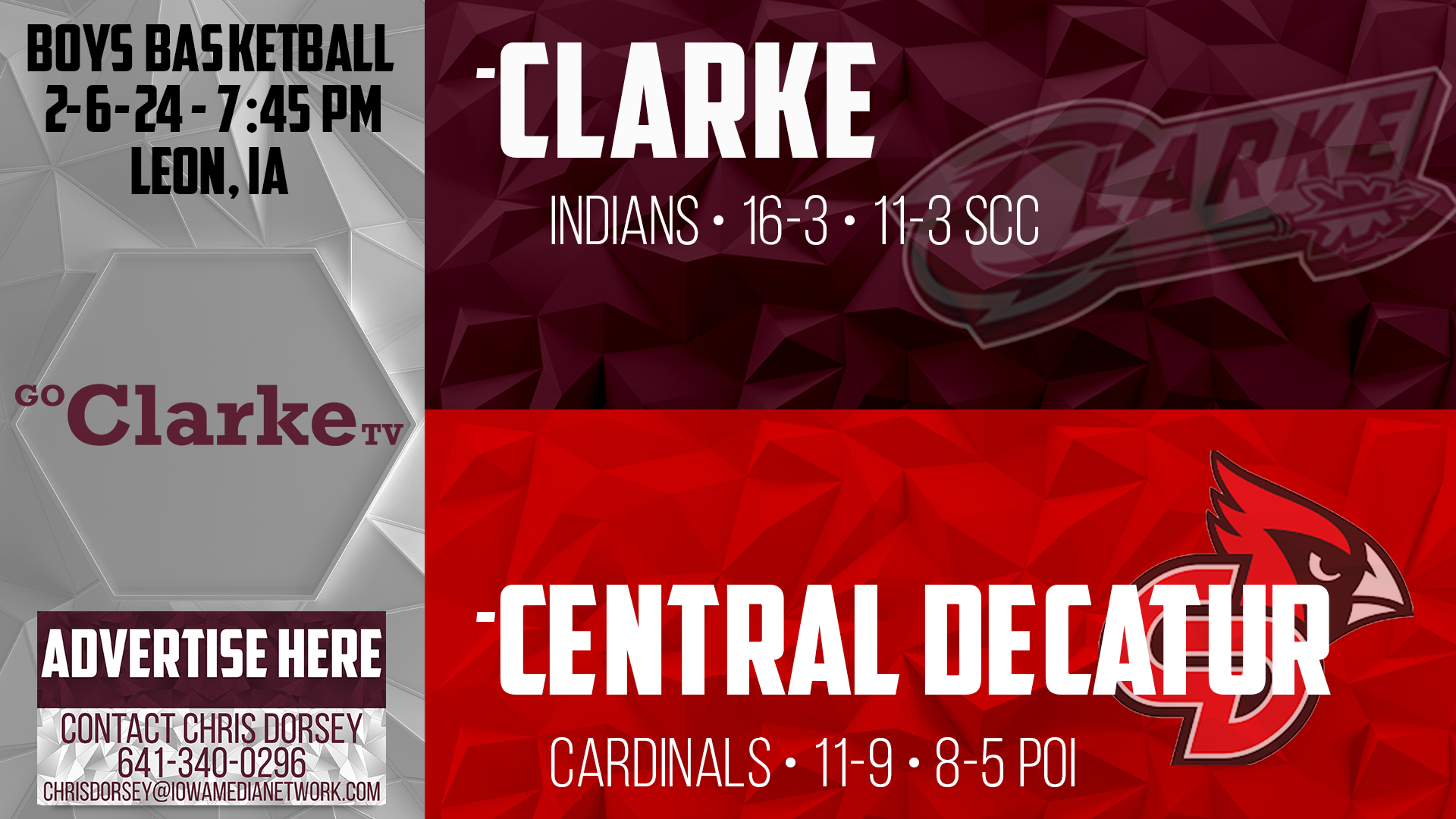 Clarke Boys Basketball @ Central Decatur 2-6-24