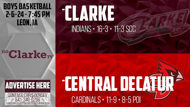 Clarke Boys Basketball @ Central Deca...