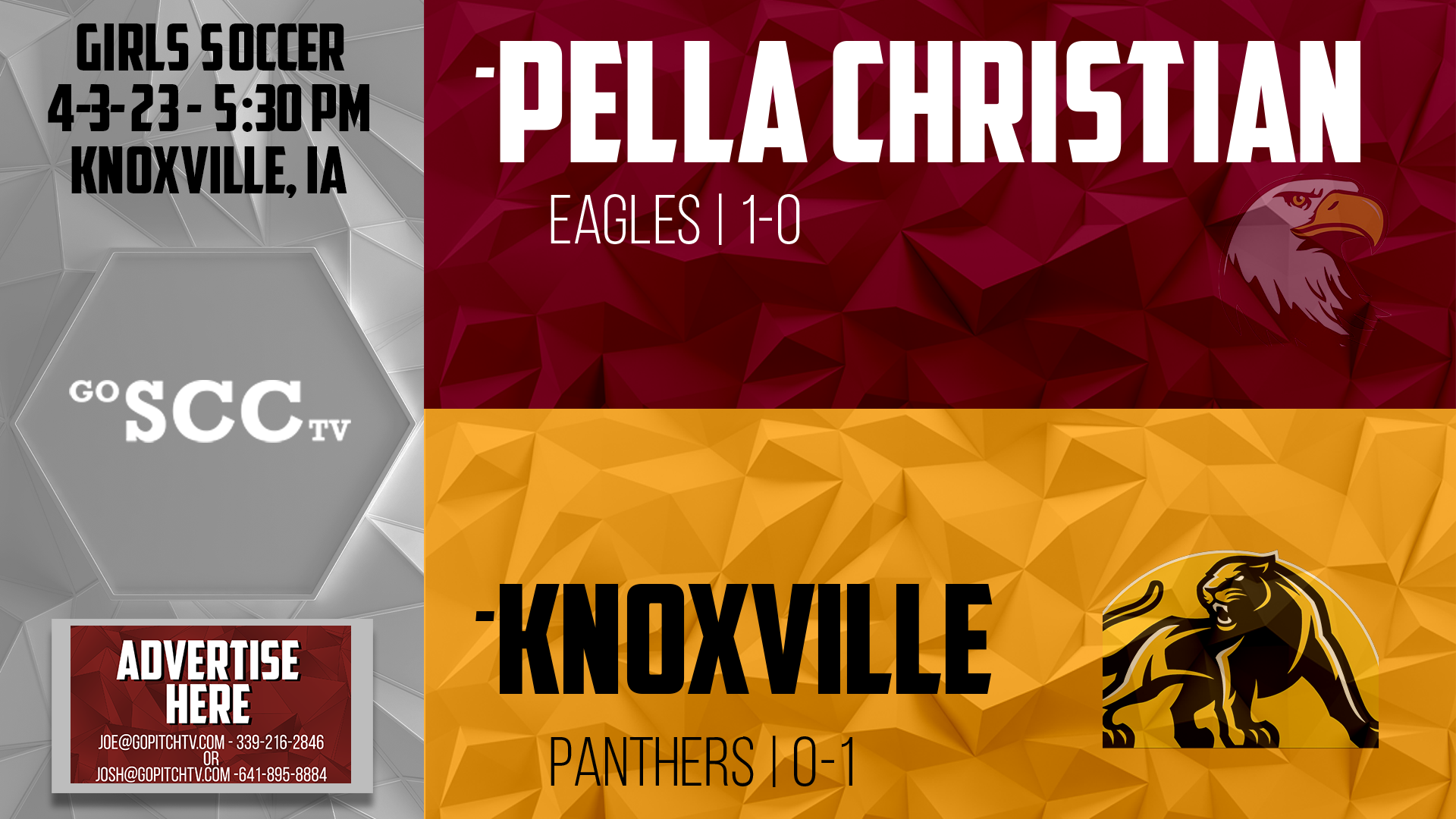 Knoxville Girls Soccer vs Pella Christian 4-3-23