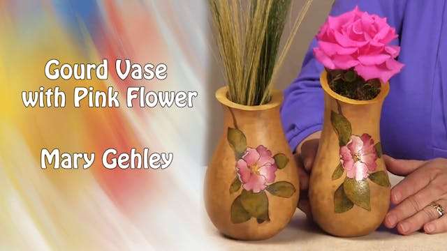 Gourd Vase with Pink Flower