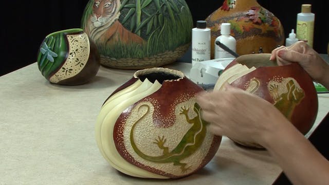 Gecko Gourd Chapter 7 - Stipple Carving, Shaping the Top of the Ripples, & Applying Patina