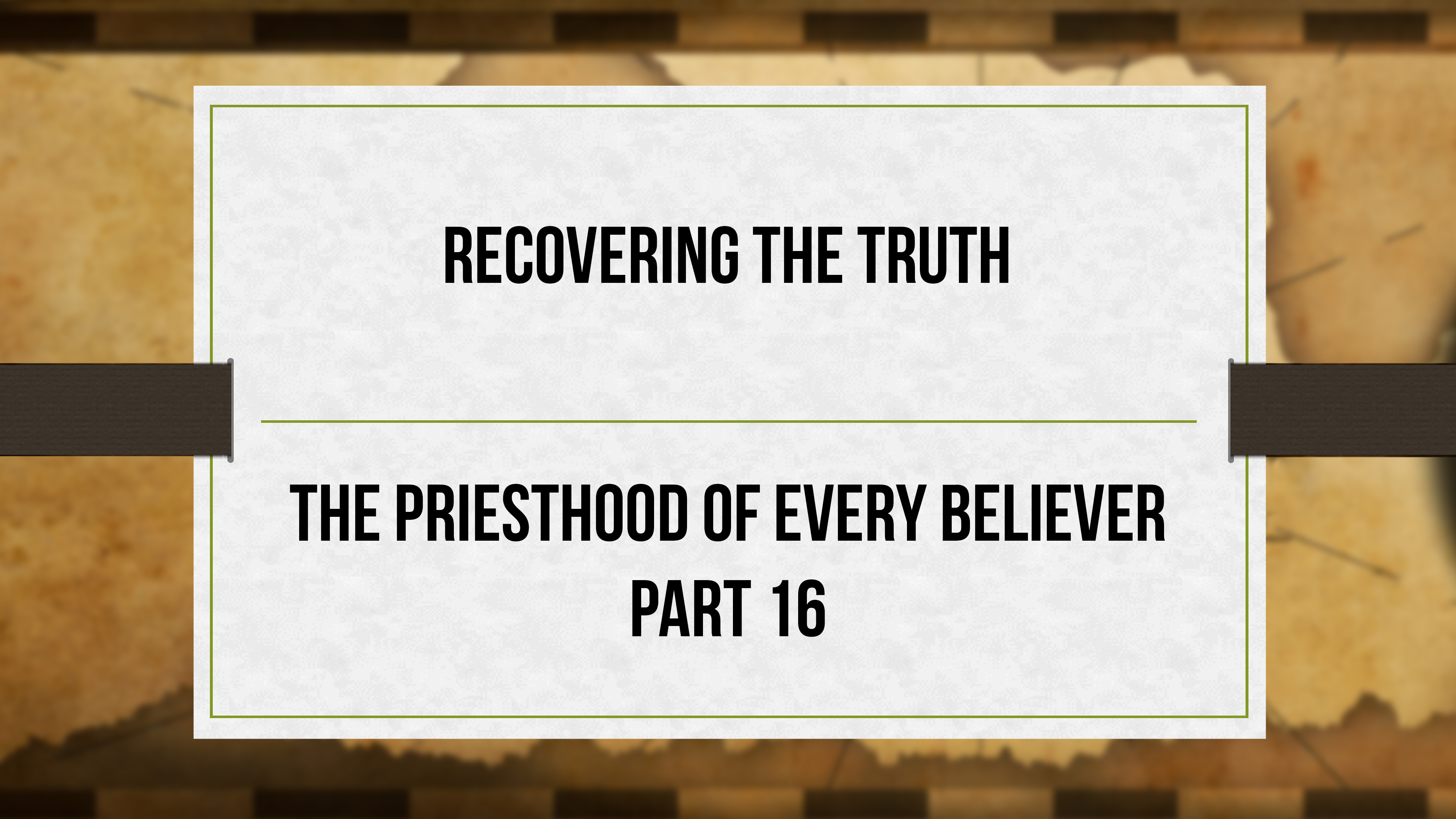 Recovering the Truth - Critical Issues Commentary