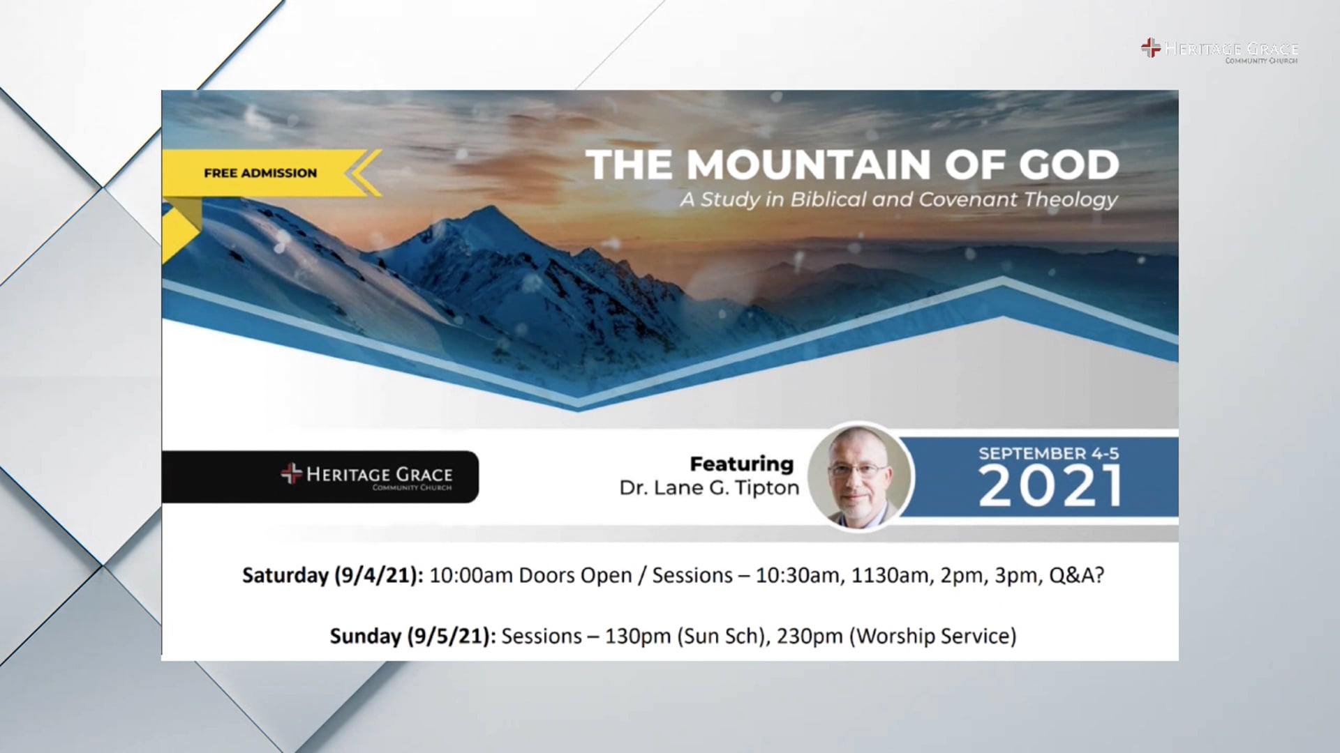 The Mountain of God - Session 5 - A Study in Biblical & Covenant Theology - Part 1
