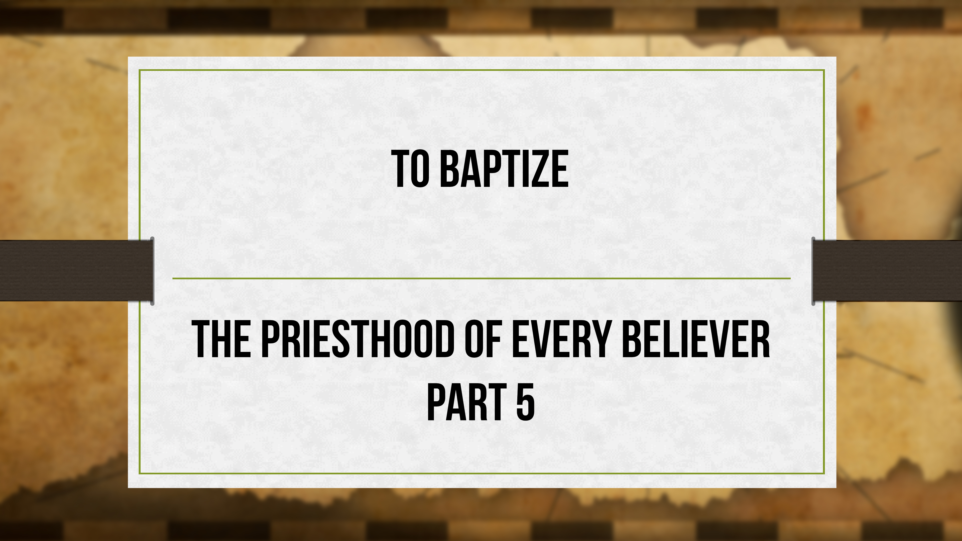 To Baptize - Critical Issues Commentary