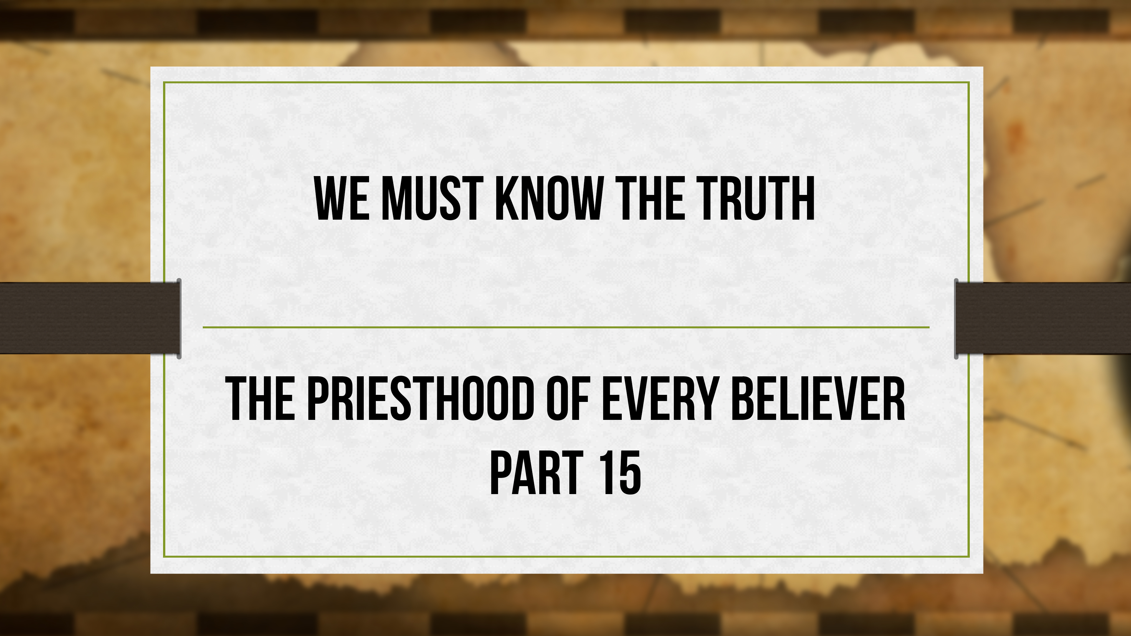 We Must Know the Truth - Critical Issues Commentary