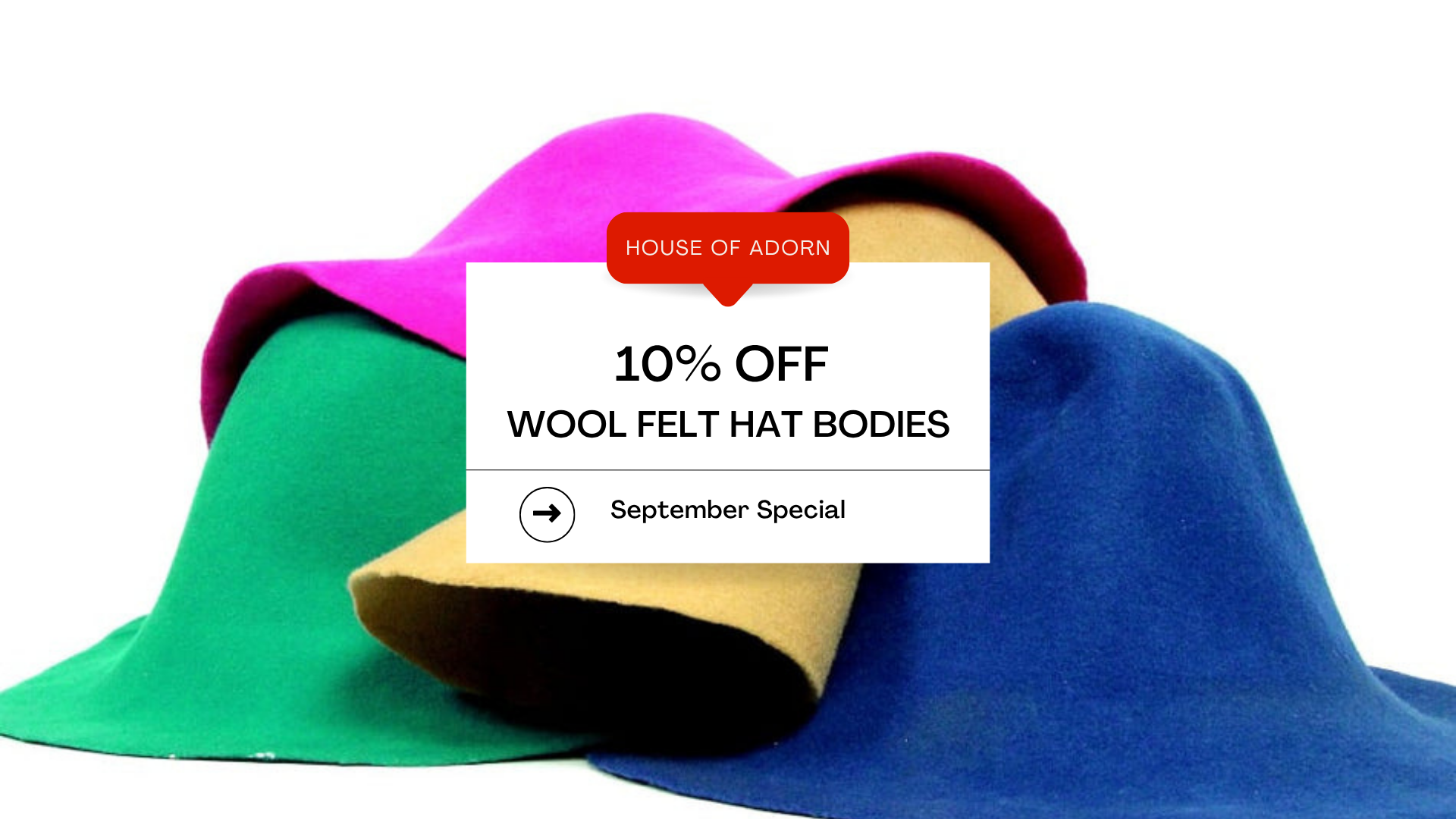 10% off Wool Felt Hat Bodies
