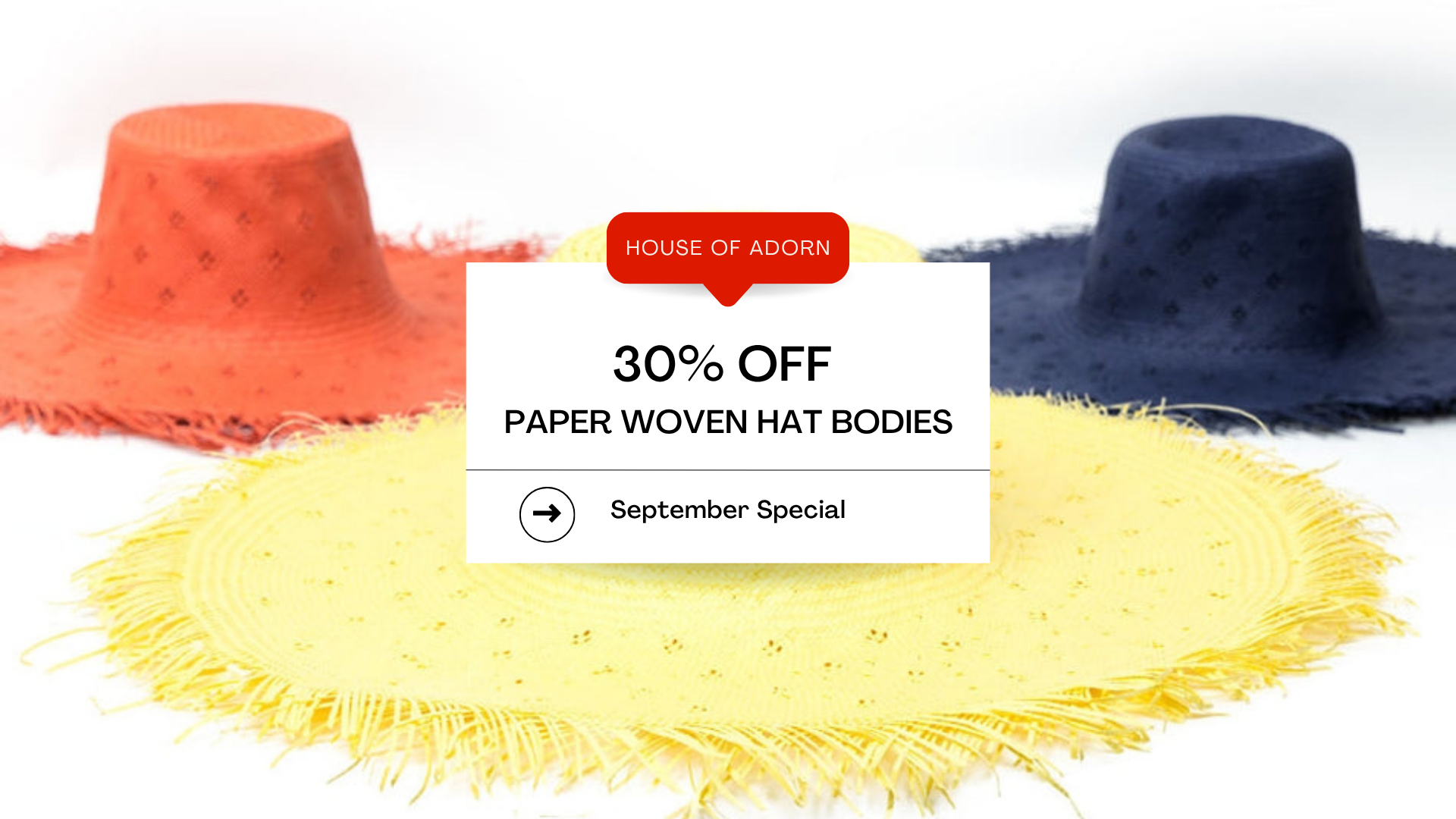 30% Off Paper Woven Hat Bodies