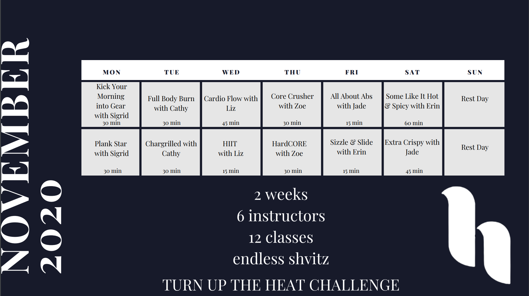 TURN UP THE HEAT CHALLENGE: Suggested Schedule