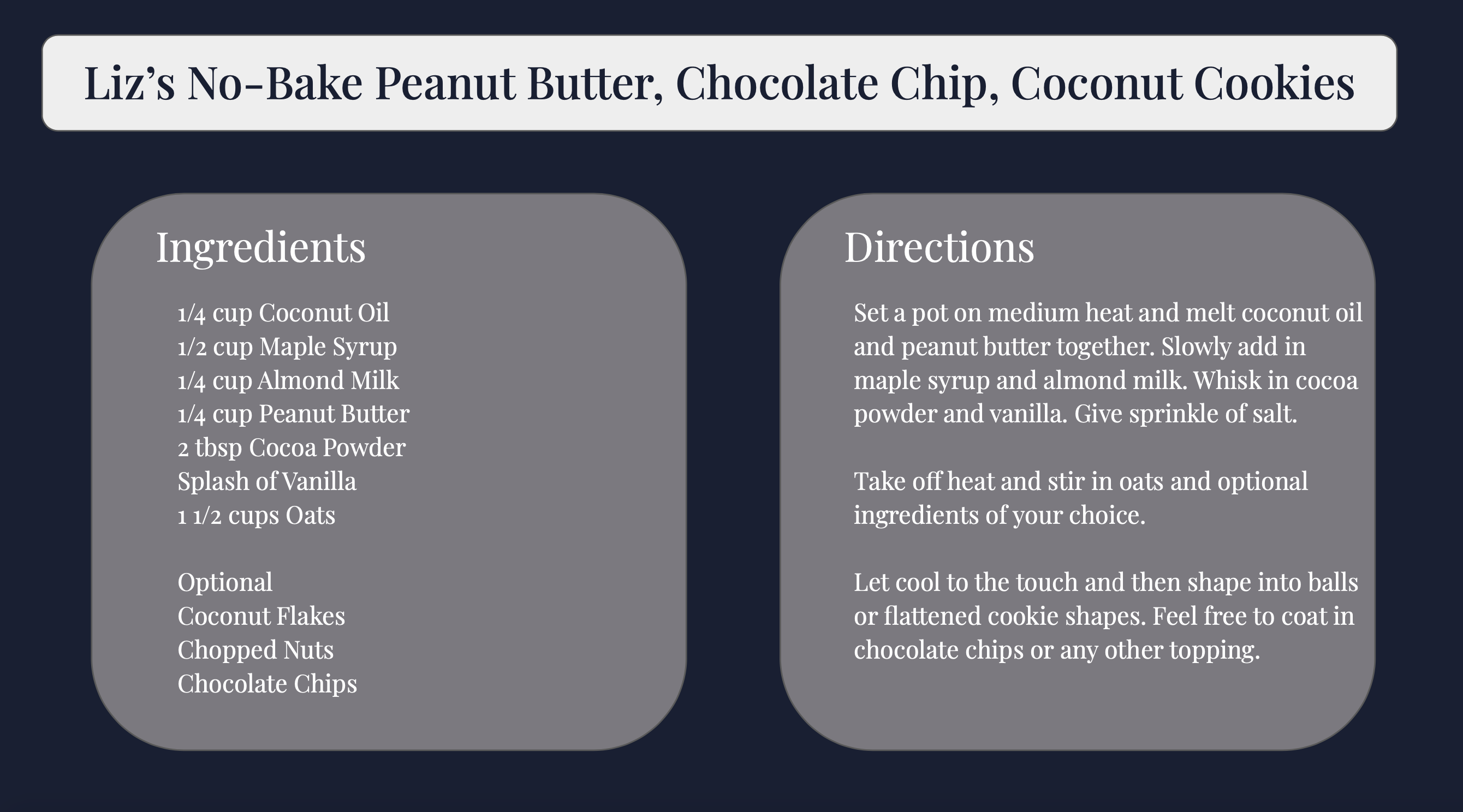 Liz's No-Bake Cookies