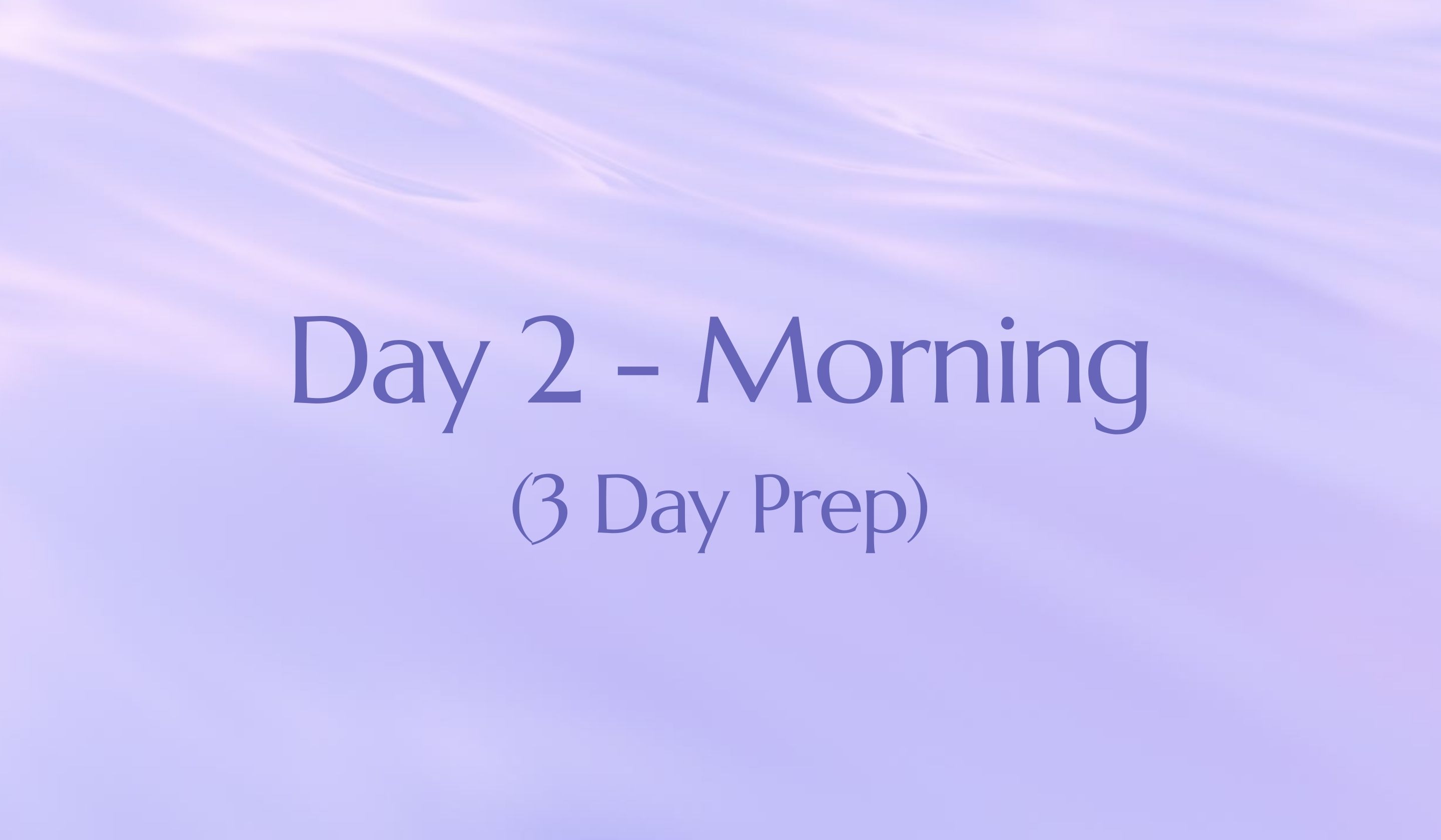 3 Day Prep (Day 2 - Morning)