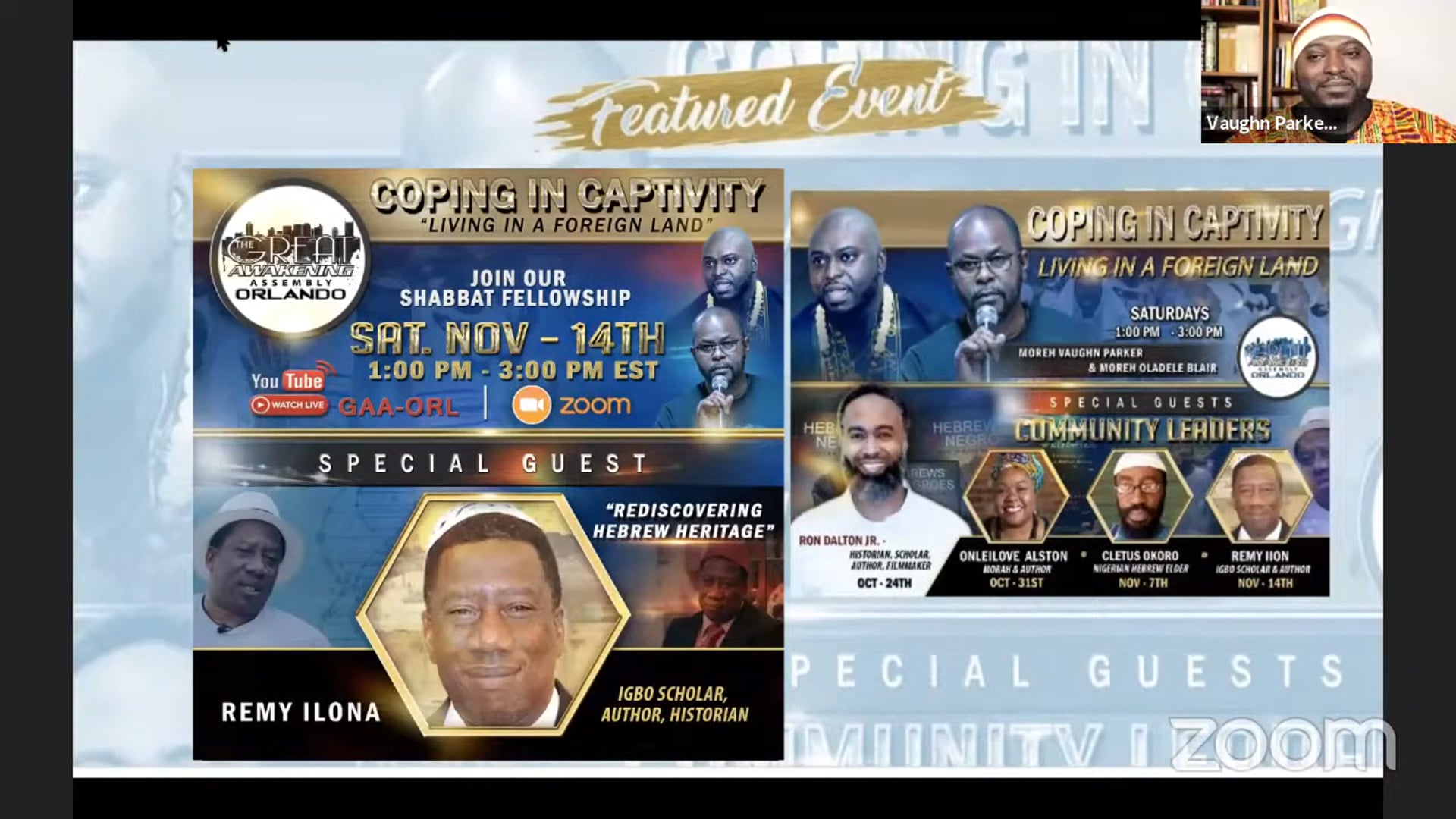 Great Awakening Orlando Shabbat Fellowship with IGBO Scholar Remy Ilona