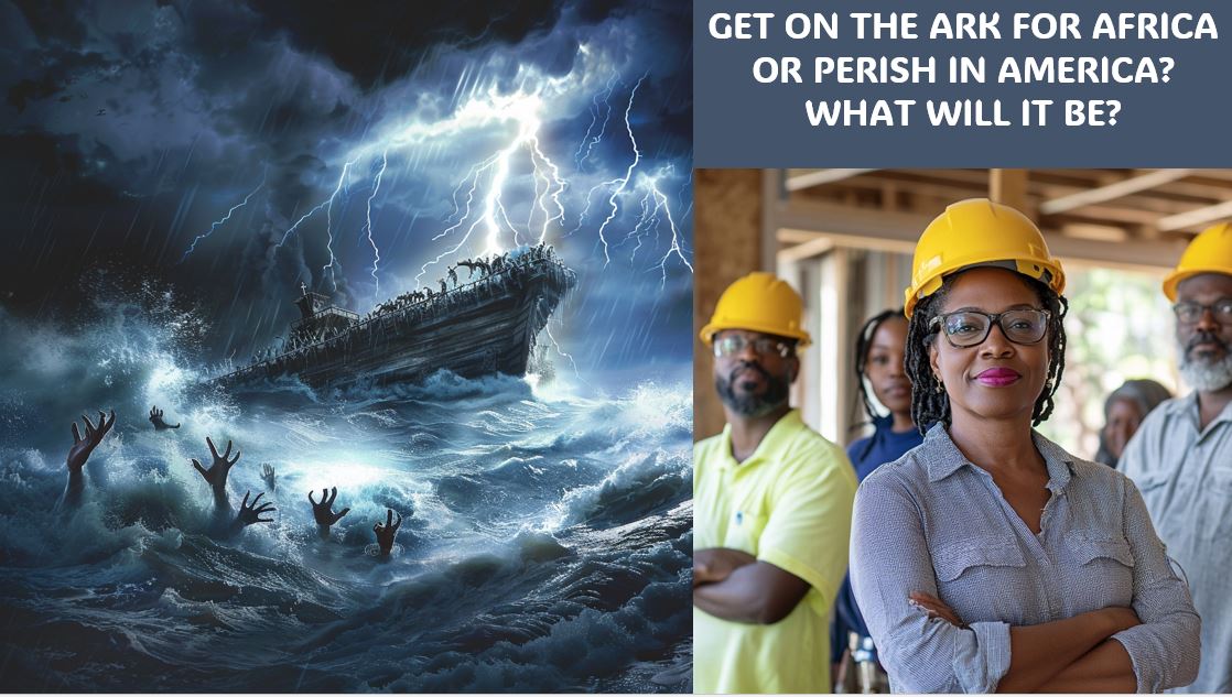 GET ON THE ARK FOR AFRICA OR PERISH IN AMERICA? WHAT WILL IT BE?