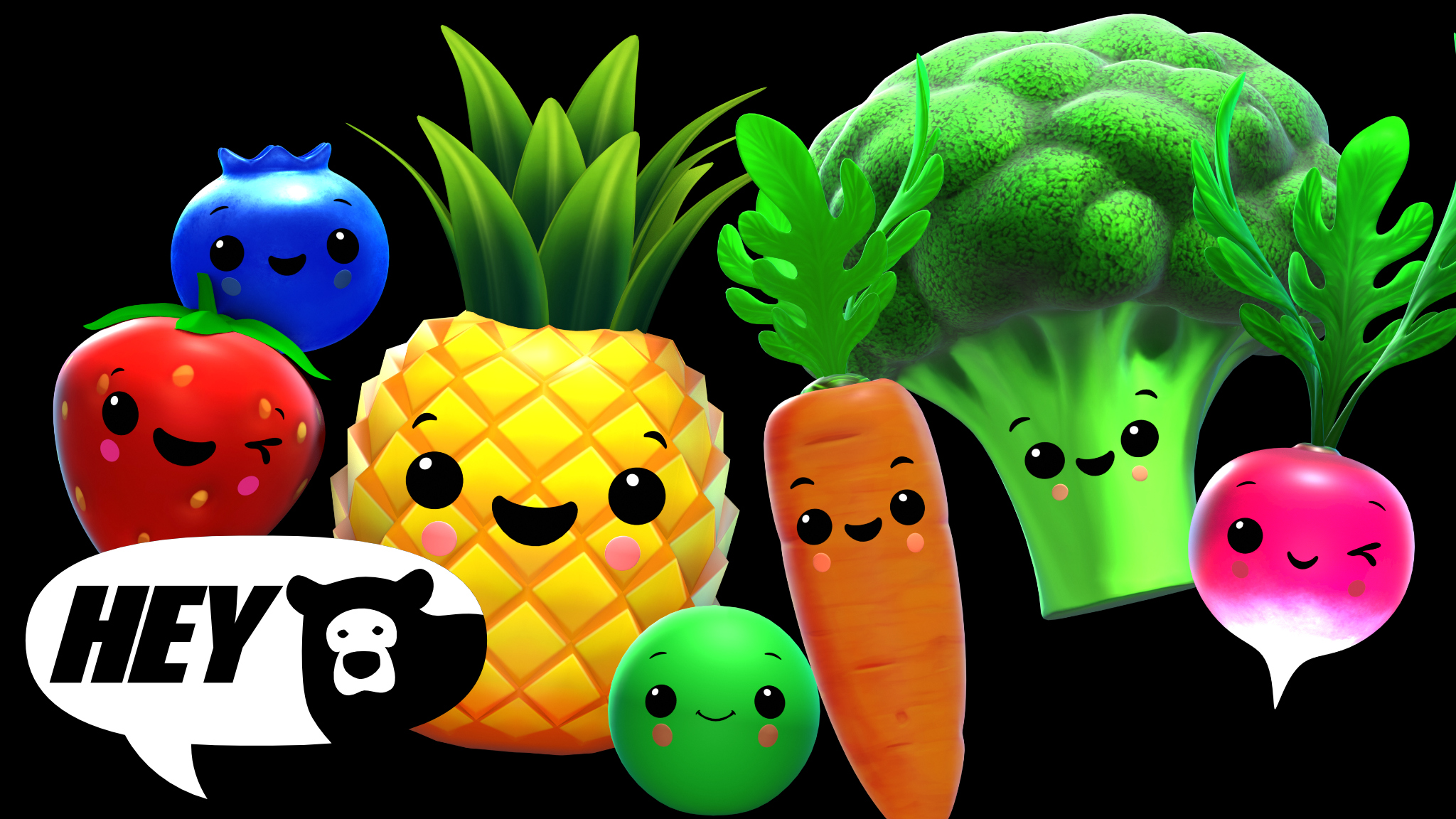 Hey Bear Sensory - Dancing Fruit and Funky Veggies - Party Remix!