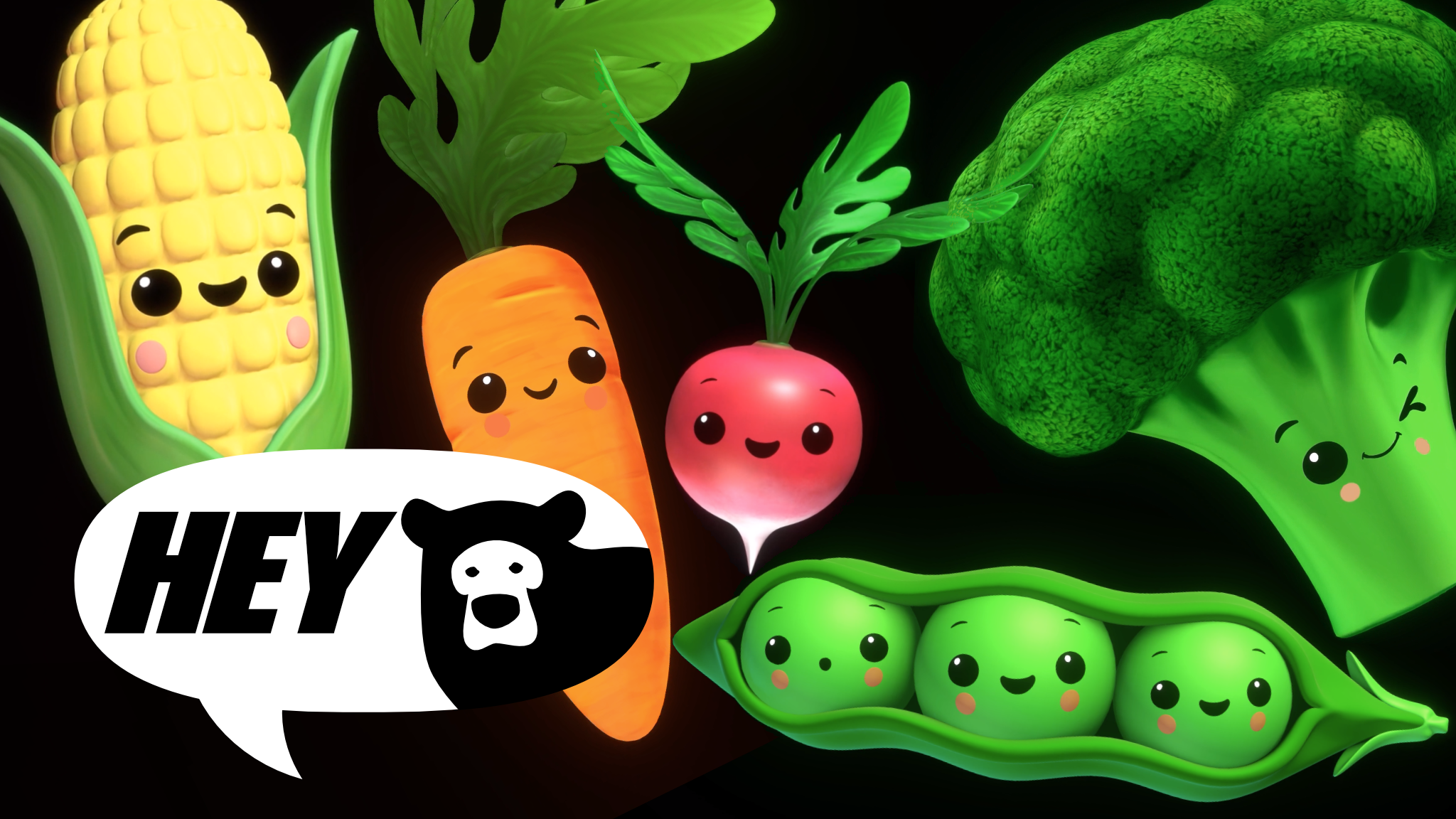 Hey Bear Sensory - Funky Veggies EXTENDED! - Fun Animation with Music!