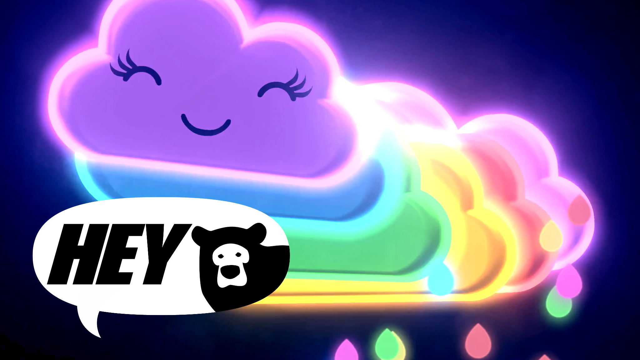 Hey Bear Sensory - Rainbow Dance Party! - Fun Video with colourful animation!