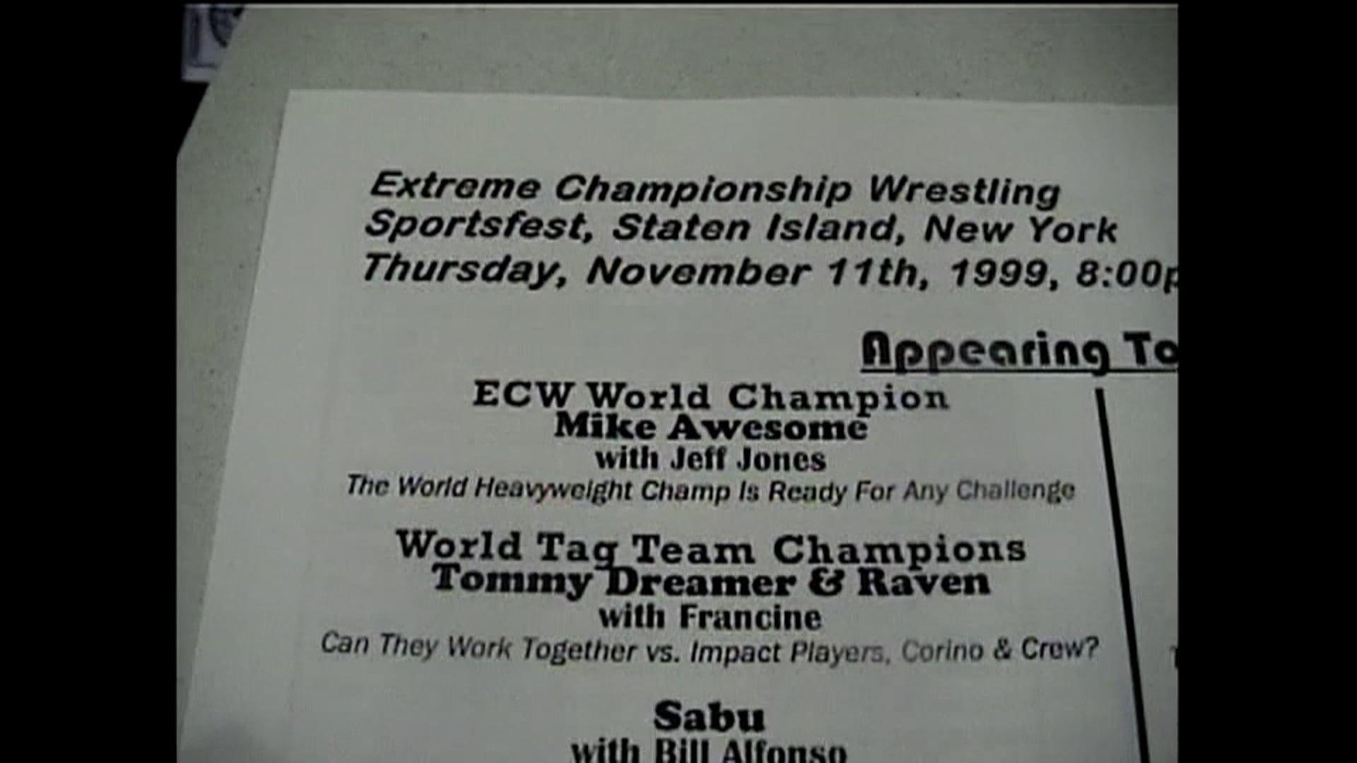 ECW Fancam-11-11-99- Staten Island