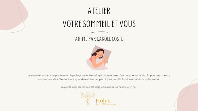 Atelier votre sommeil et vous 