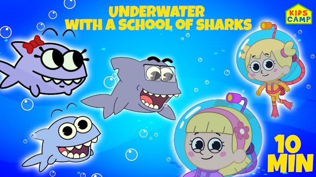 Underwater With A School Of Sharks