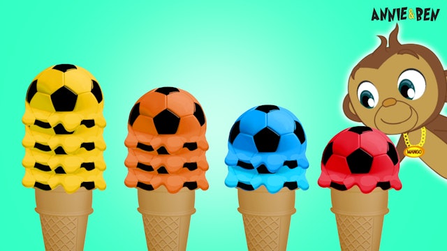Annie & Ben - Learn Colors And Fruits With Soccer Ball Ice Creams