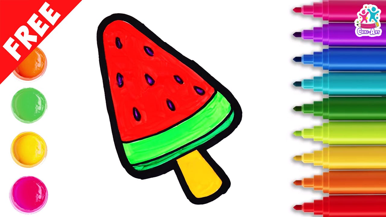 Chiki Art How to Draw A Watermelon Popsicle Season 1 HooplaKidz