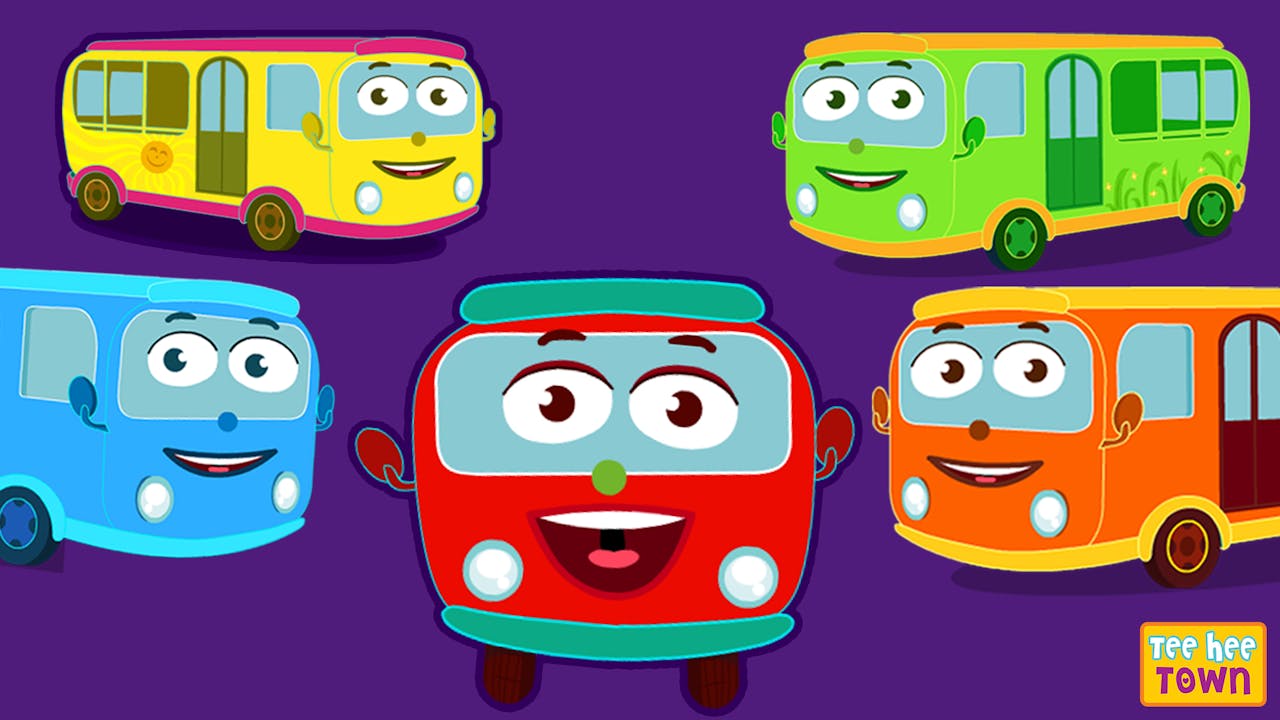 Teehee Town - Learn Colors with Wheels On The Bus Song - WHEELS ON THE