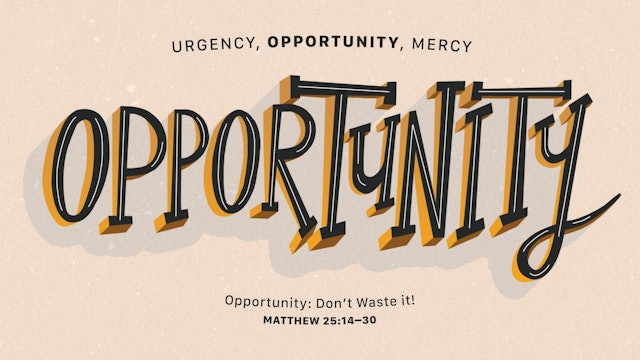 Opportunity...Don't Waste It!