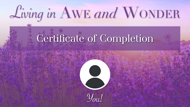 Awe & Wonder Certificate of Completion (Downloadable PDF)