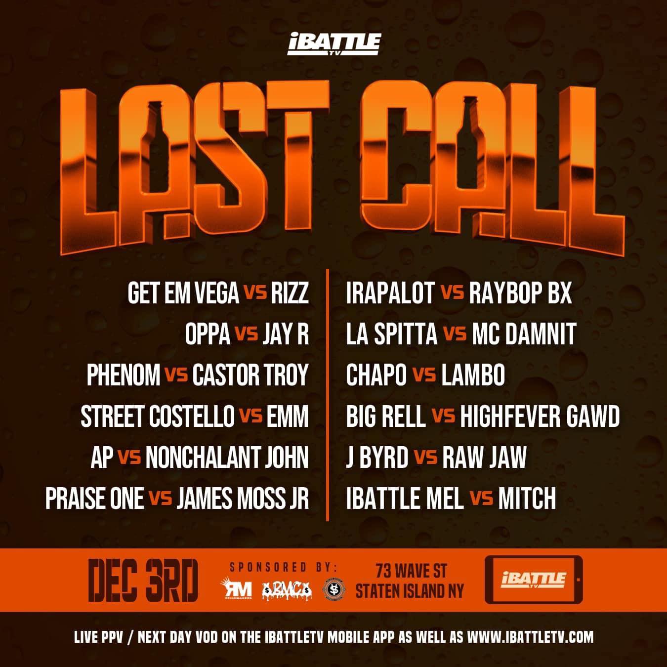 LAST CALL - 12/3