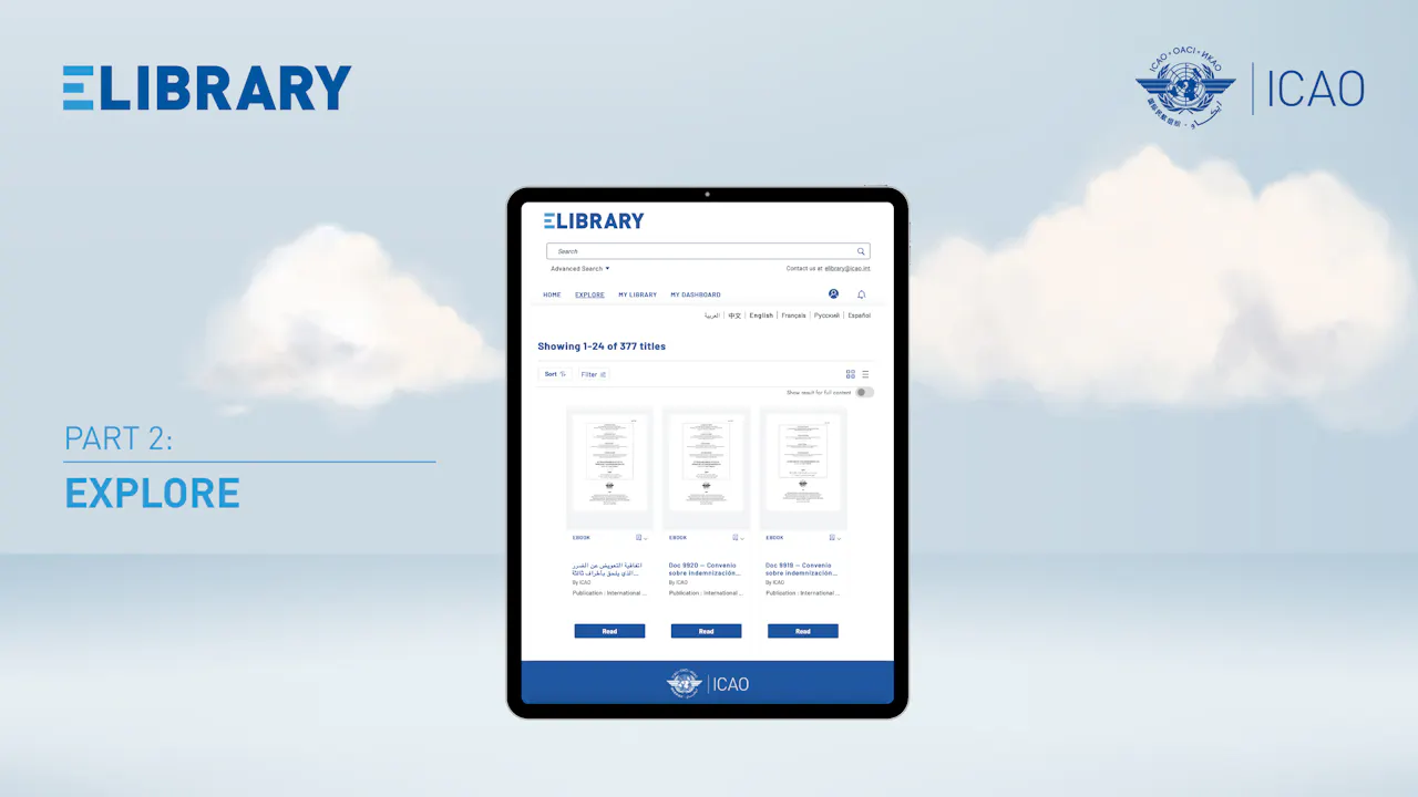 How to find publications on eLibrary: Explore - ICAO TV