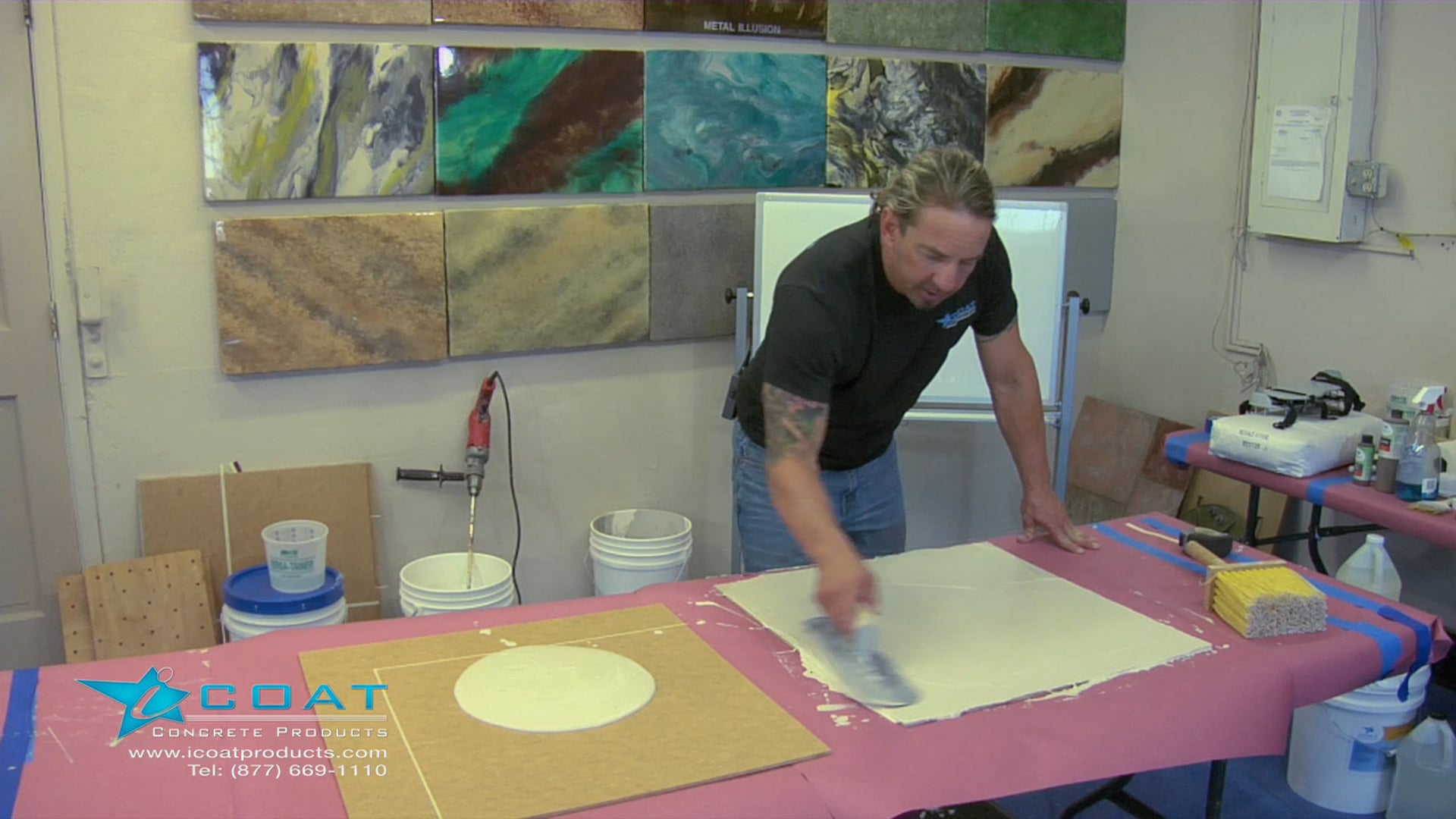 Trowelling Coated Boards Travertine