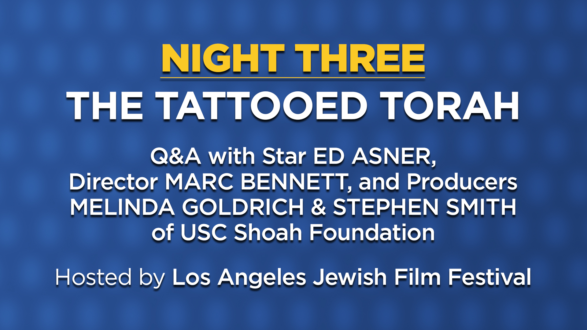 The Tattooed Torah | Q&A (Hosted by Los Angeles JFF)