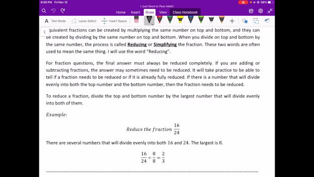 Video 8.4 Reducing Fractions