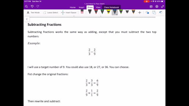 Video 8.5 Subtracting Fractions 