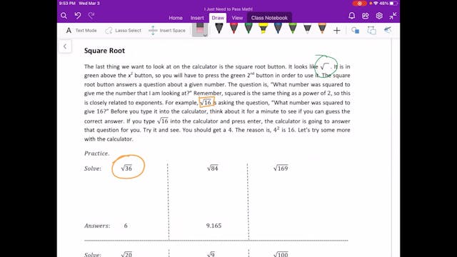 Video 1.7 Square Roots